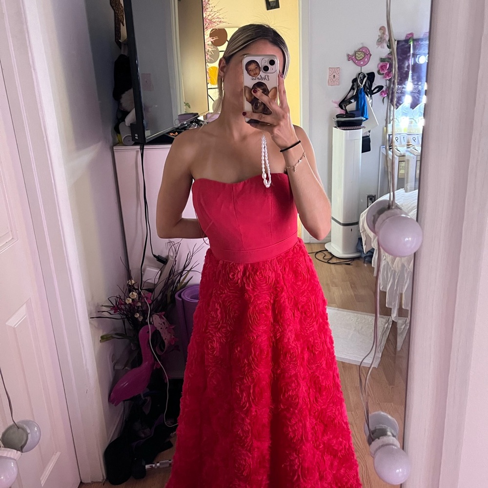 Strapless Red/pinkish Floral Dress